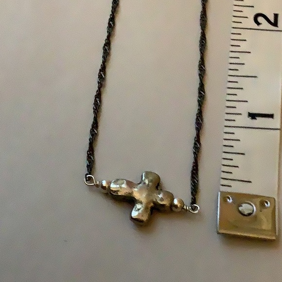 Jewelry - Solid silver Cross Pendant Necklace black chain